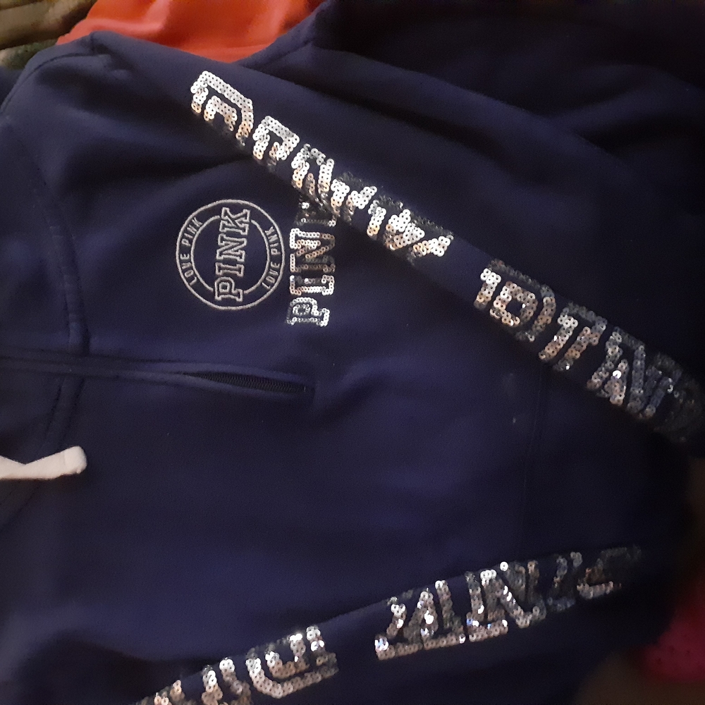 PINK Victoria's Secret Blue Athletic Bottoms with Graphic Detailing